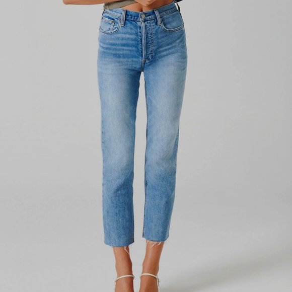 Aritzia Denim Forum The Arlo High Rise Straight 28L - Size 24 Picture this Bleu - Picture 1 of 9